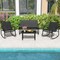 Costway 4/8 PCS Patio Rocking Set 4 Rocking Chairs & 2 Loveseat with Glass-Top Table Outdoor Black